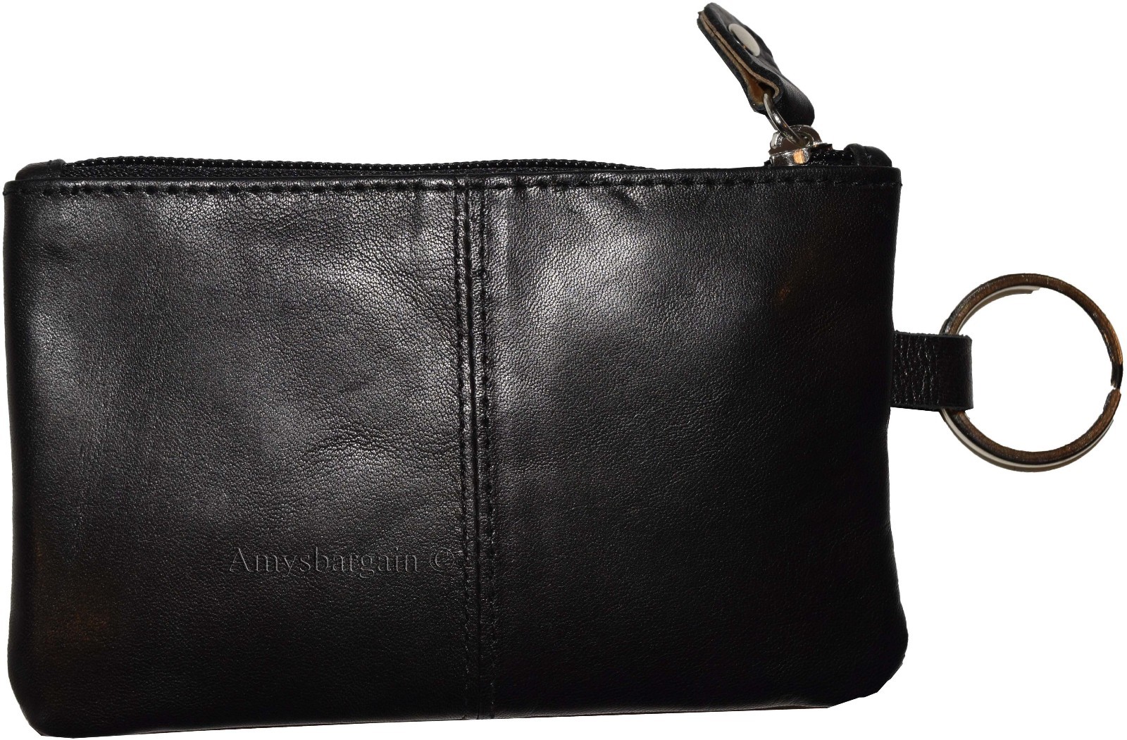 Lot of 4. Change purse, Leather Zip coin wallet 2 pocket coin case W/ key ring. - Image 8