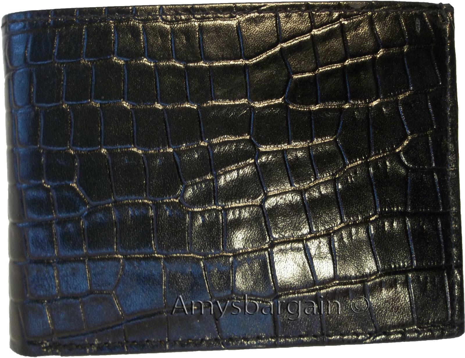 Lot of 4 New Crocodile Skin Printed Leather man's bi fold wallet 6 cards ID BNWT - Image 7