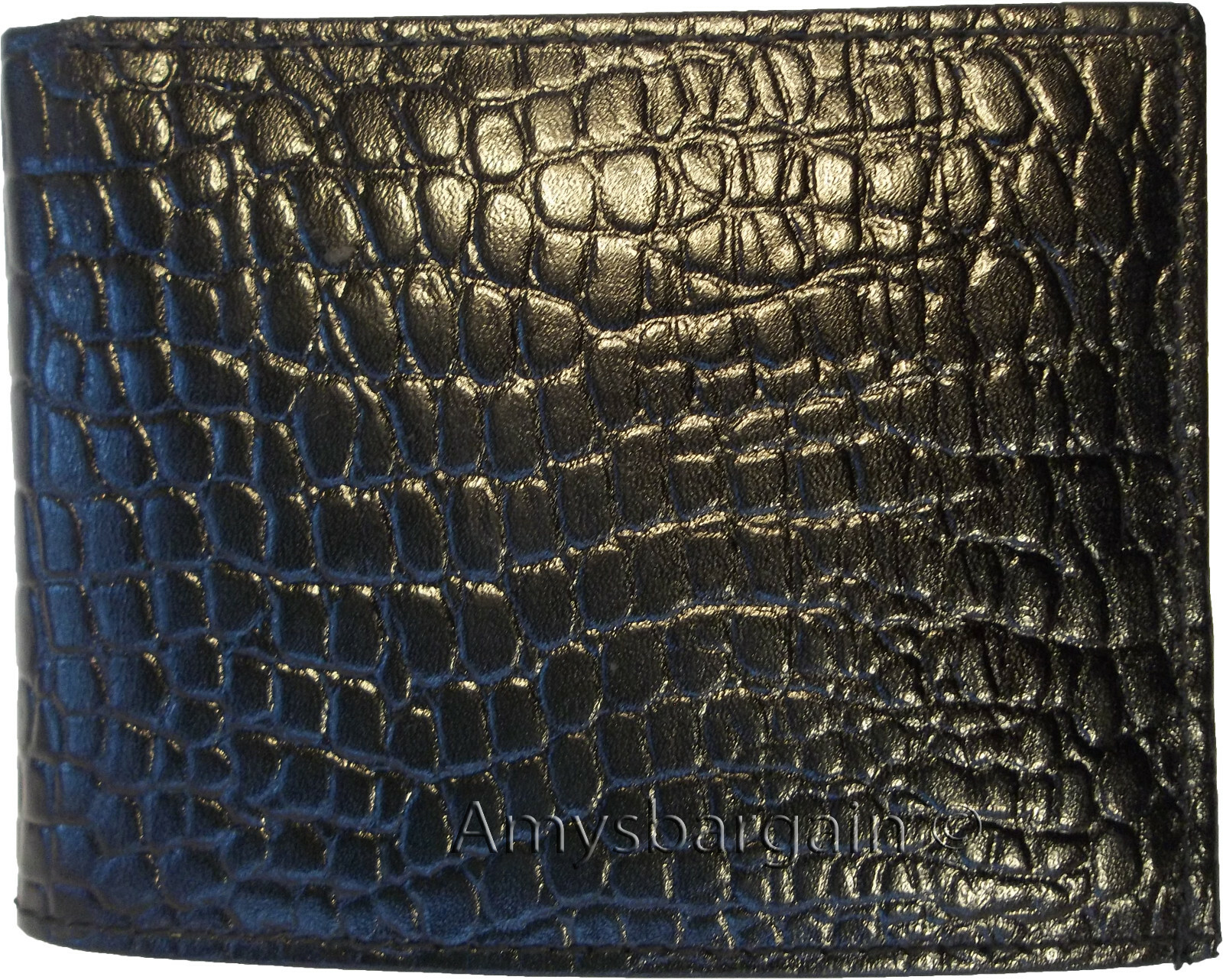 Lot of 4 New Crocodile Skin Printed Leather man's bi fold wallet 6 cards ID BNWT - Image 8