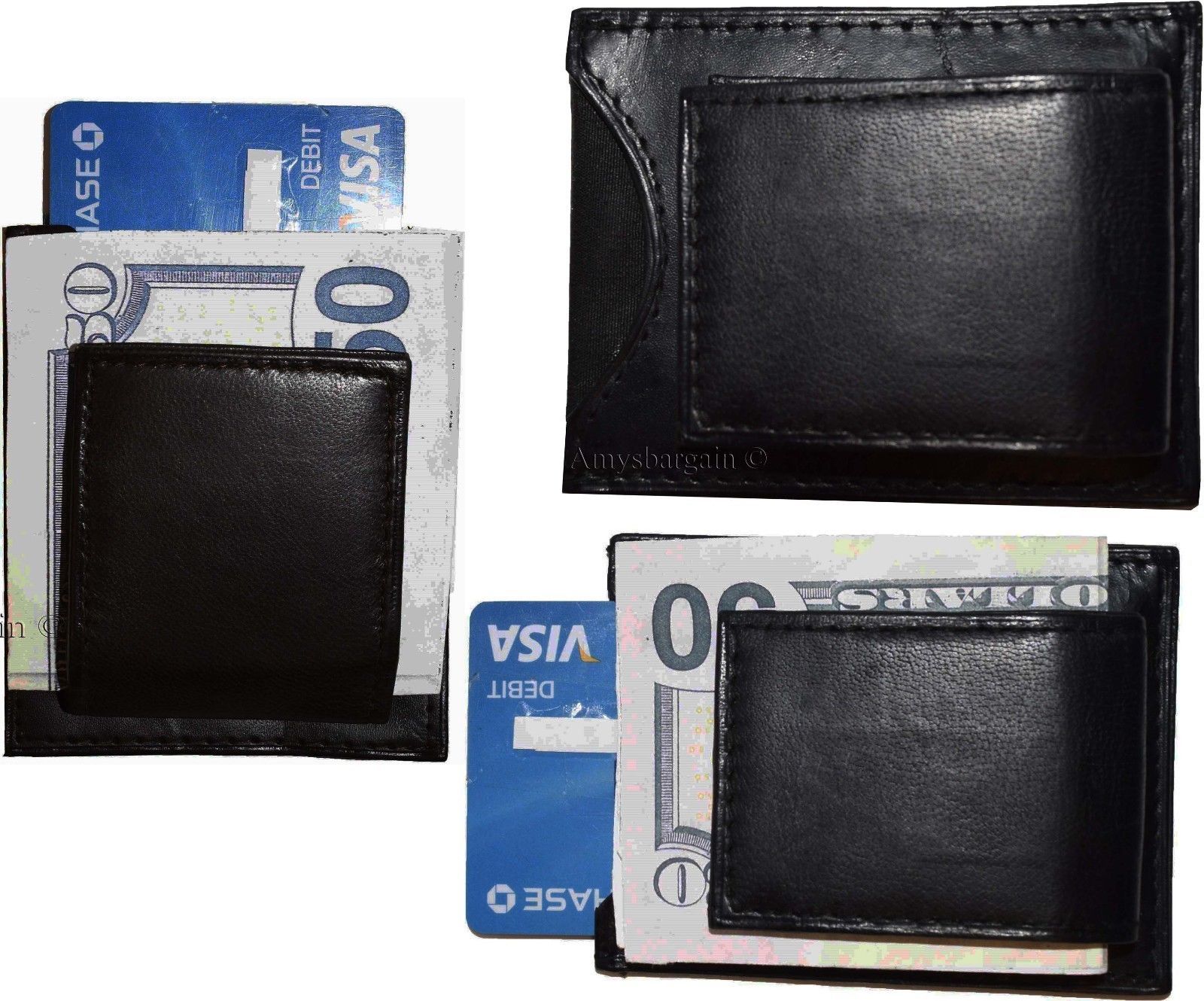 Lot of 4 New Lambskin Leather money Clip, Magnetic money clip. leather case BNWT - Image 3