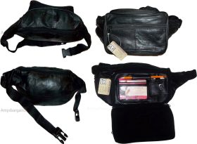 Lot of 4 New Leather waist pouch. Black waist bag, leather bag, Fanny pack BNWT