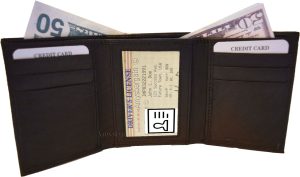 Lot of 4 New Men's Brown leather Trifold wallet 1 ID 6 card 2 bill slots - Image 4
