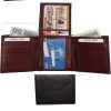 Lot of 4 New Men's Trifold Leather Wallet, 3 ID center piece men's billfold BNWT