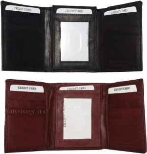 Lot of 4 New Men's Trifold Leather Wallet, 3 ID center piece men's billfold BNWT - Image 11