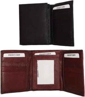 Lot of 4 New Men's Trifold Leather Wallet, 3 ID center piece men's billfold BNWT - Image 3