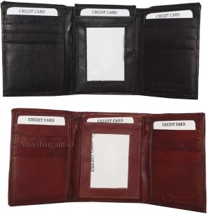 Lot of 4 New Men's Trifold Leather Wallet, 3 ID center piece men's billfold BNWT - Image 5