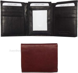 Lot of 4 New Men's Trifold Leather Wallet, 3 ID center piece men's billfold BNWT - Image 7