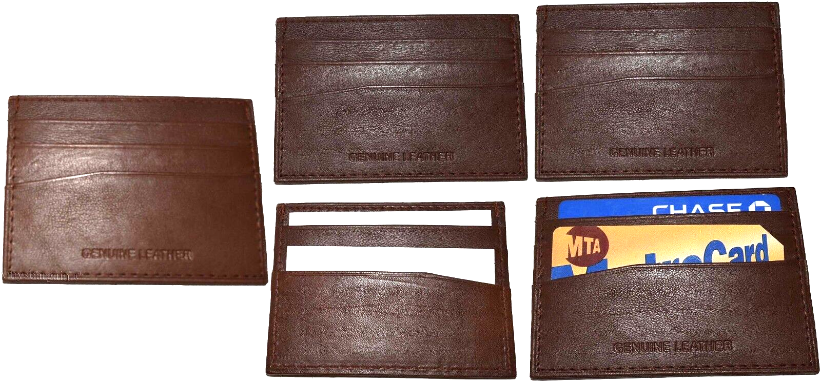 Lot of 4 new leather business card case 7 credit card ID card Tan card case - Image 3