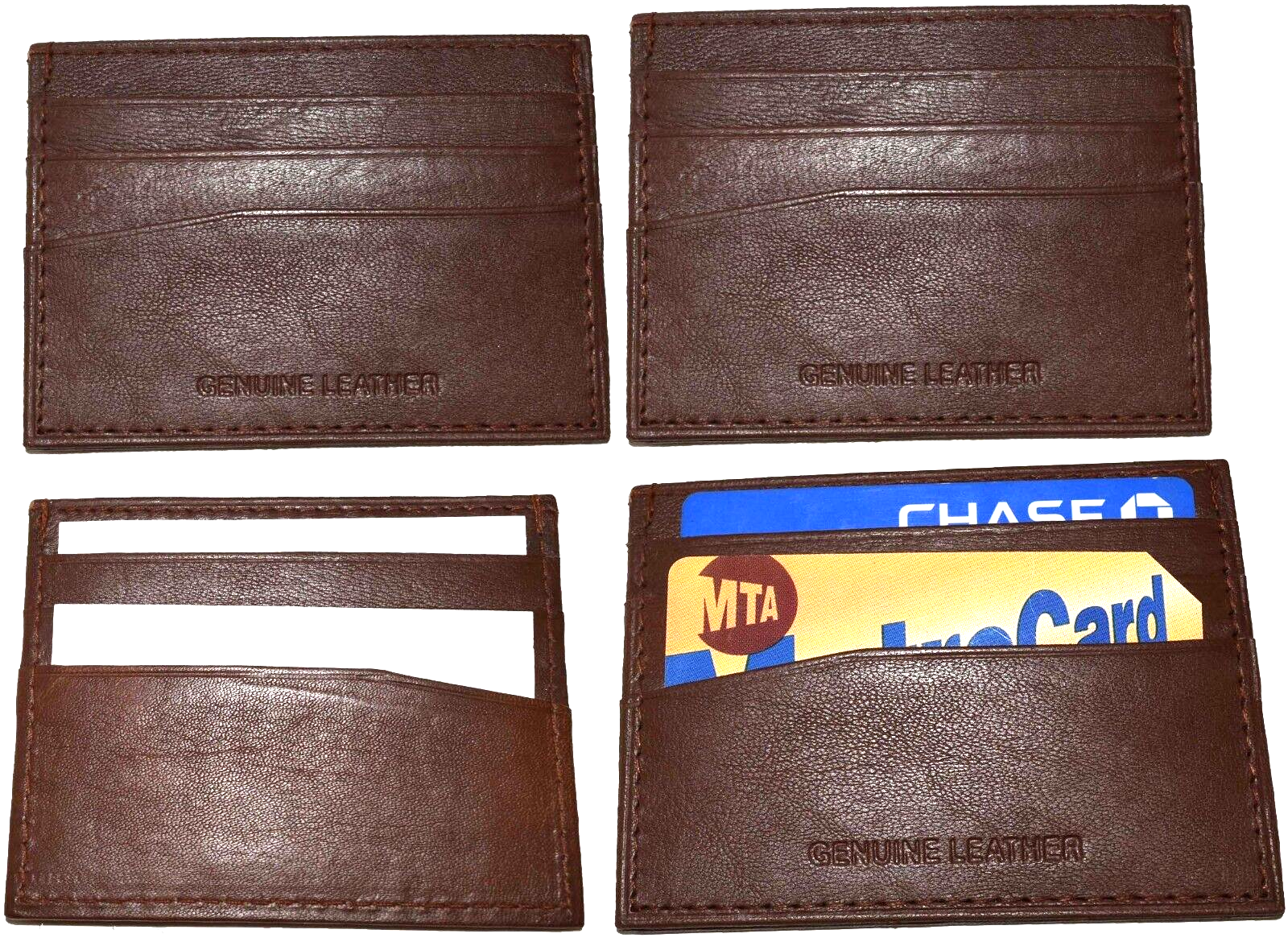 Lot of 4 new leather business card case 7 credit card ID card Tan card case - Image 4