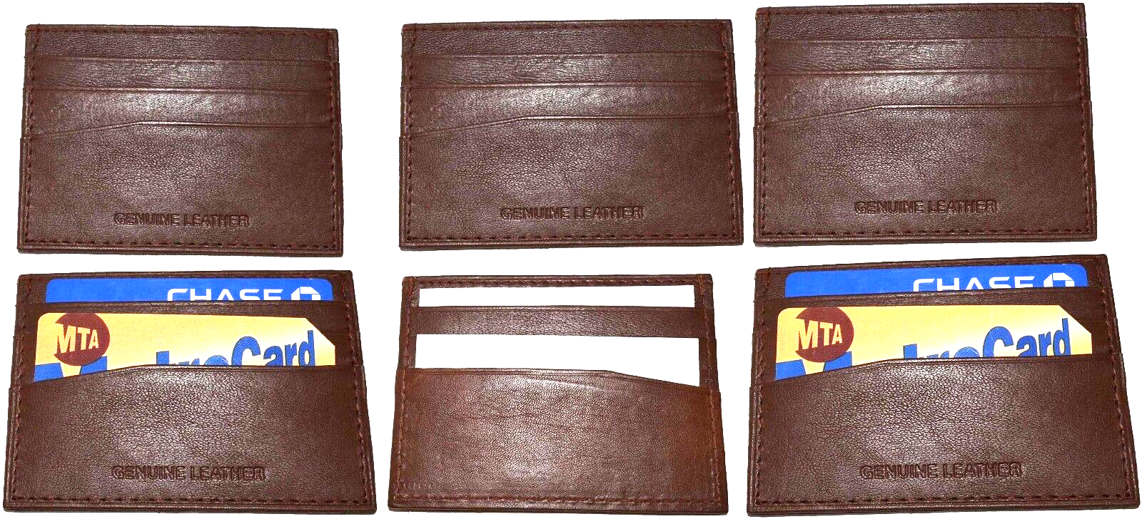 Lot of 4 new leather business card case 7 credit card ID card Tan card case - Image 5