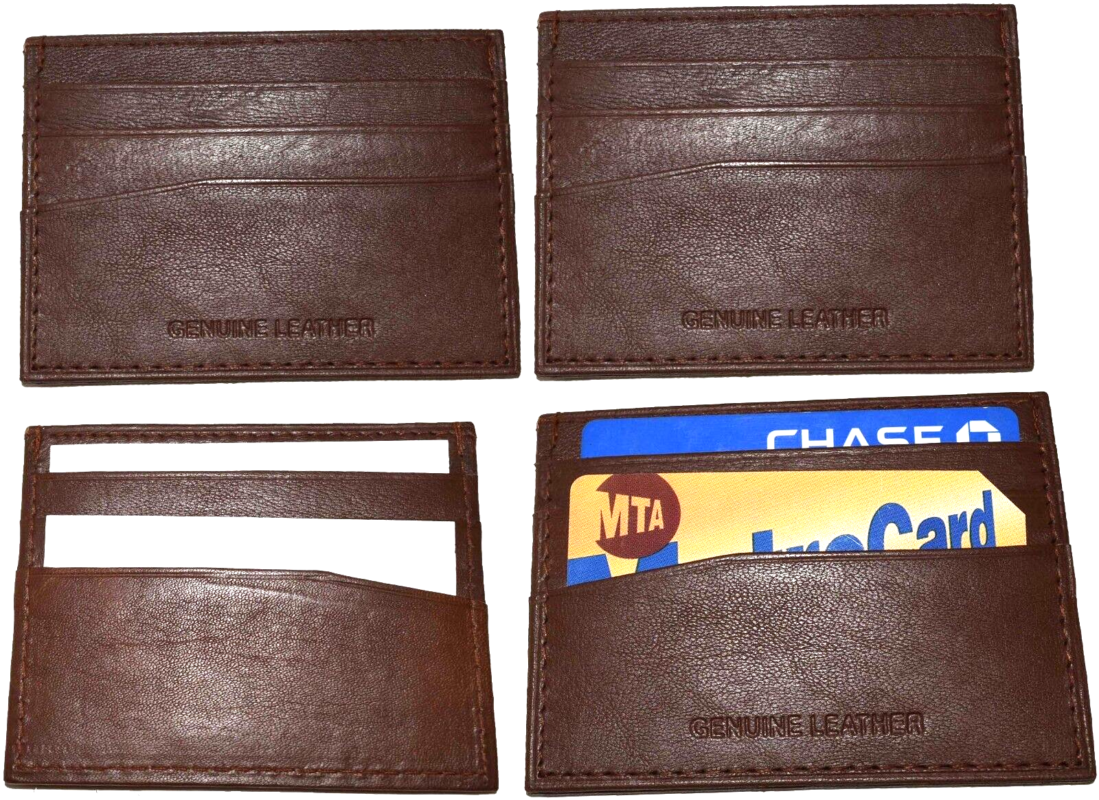 Lot of 4 new leather business card case 7 credit card ID card Tan card case