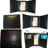 Lot of 5 Italian Style Crocodile Printed Leather Man's Black Trifold wallet BNWT