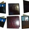 Lot of 6 Crocodile skin Printed Leather Man's Brown Trifold wallet ID window