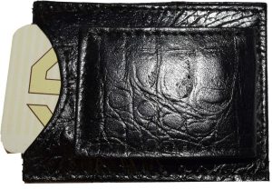 Lot of 6 Crocodile skin printed leather money clip Black Bifold Billfold. BR New - Image 7