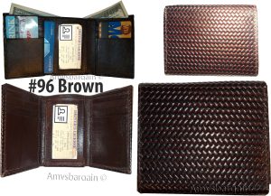 Lot of 6 Italian Style Woven Printed Leather Man's Brown Trifold walletI ID BNWT - Image 3