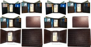 Lot of 6 Italian Style Woven Printed Leather Man's Brown Trifold walletI ID BNWT - Image 4