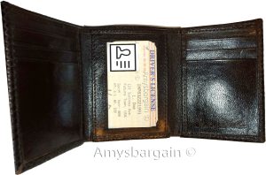 Lot of 6 Italian Style Woven Printed Leather Man's Brown Trifold walletI ID BNWT - Image 5
