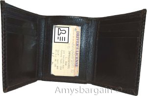 Lot of 6 Italian Style Woven Printed Leather Man's Brown Trifold walletI ID BNWT - Image 6