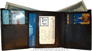 Lot of 6 Italian Style Woven Printed Leather Man's Brown Trifold walletI ID BNWT - Image 9