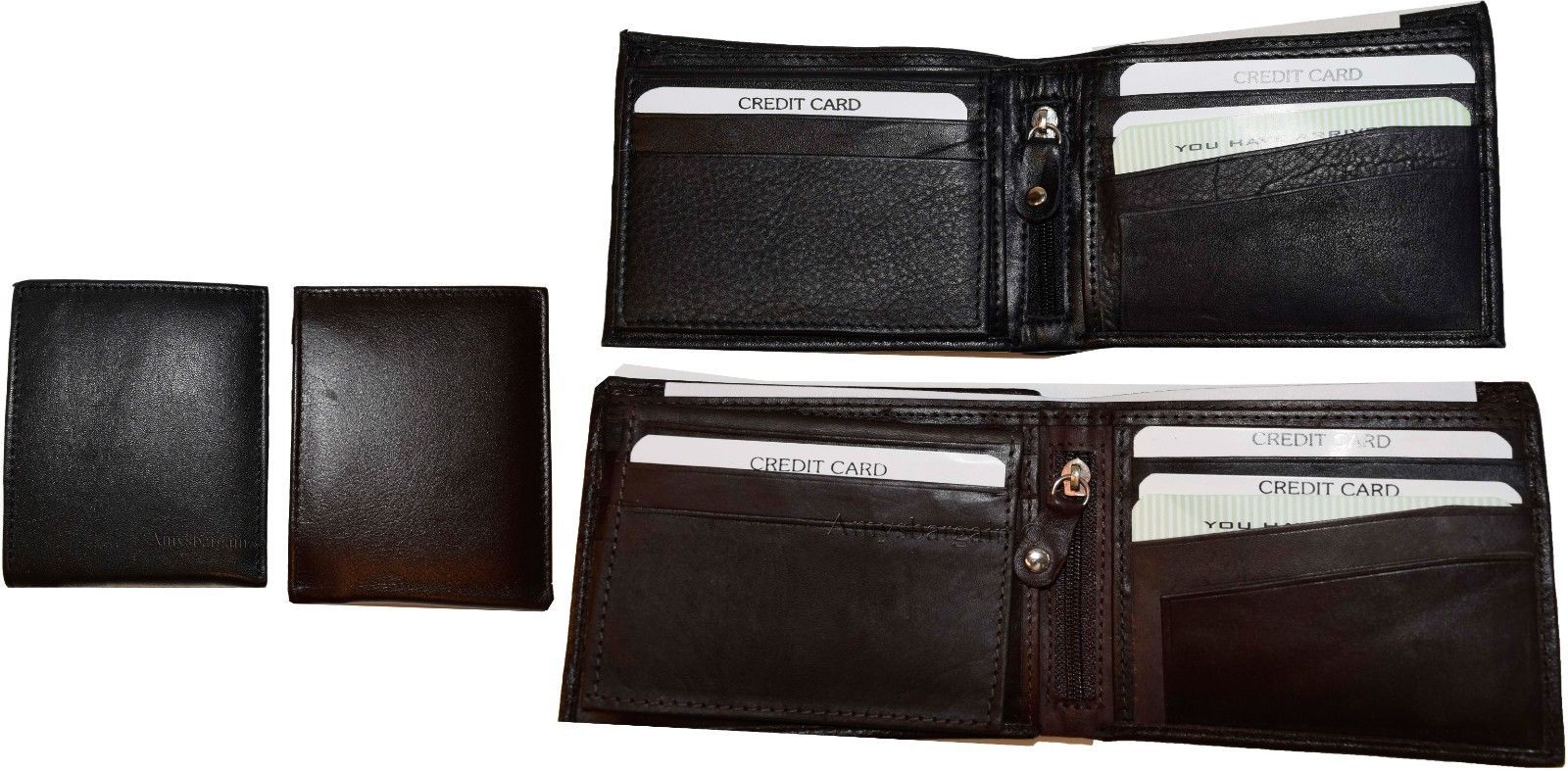 Lot of 6 Men's Bifold Leather wallet Genuine leather 3 bill slots Zip case New - Image 3