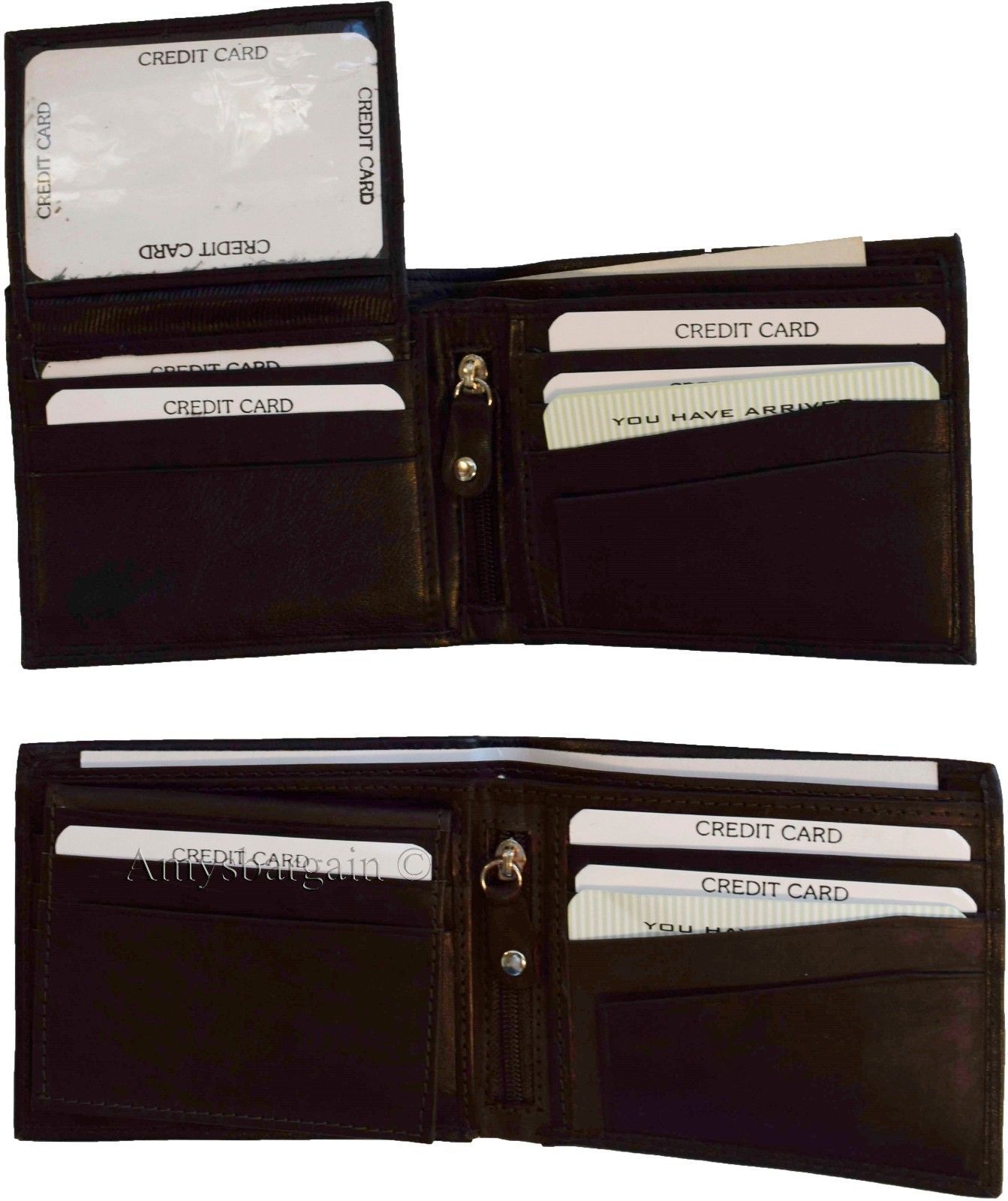 Lot of 6 Men's Bifold Leather wallet Genuine leather 3 bill slots Zip case New - Image 4