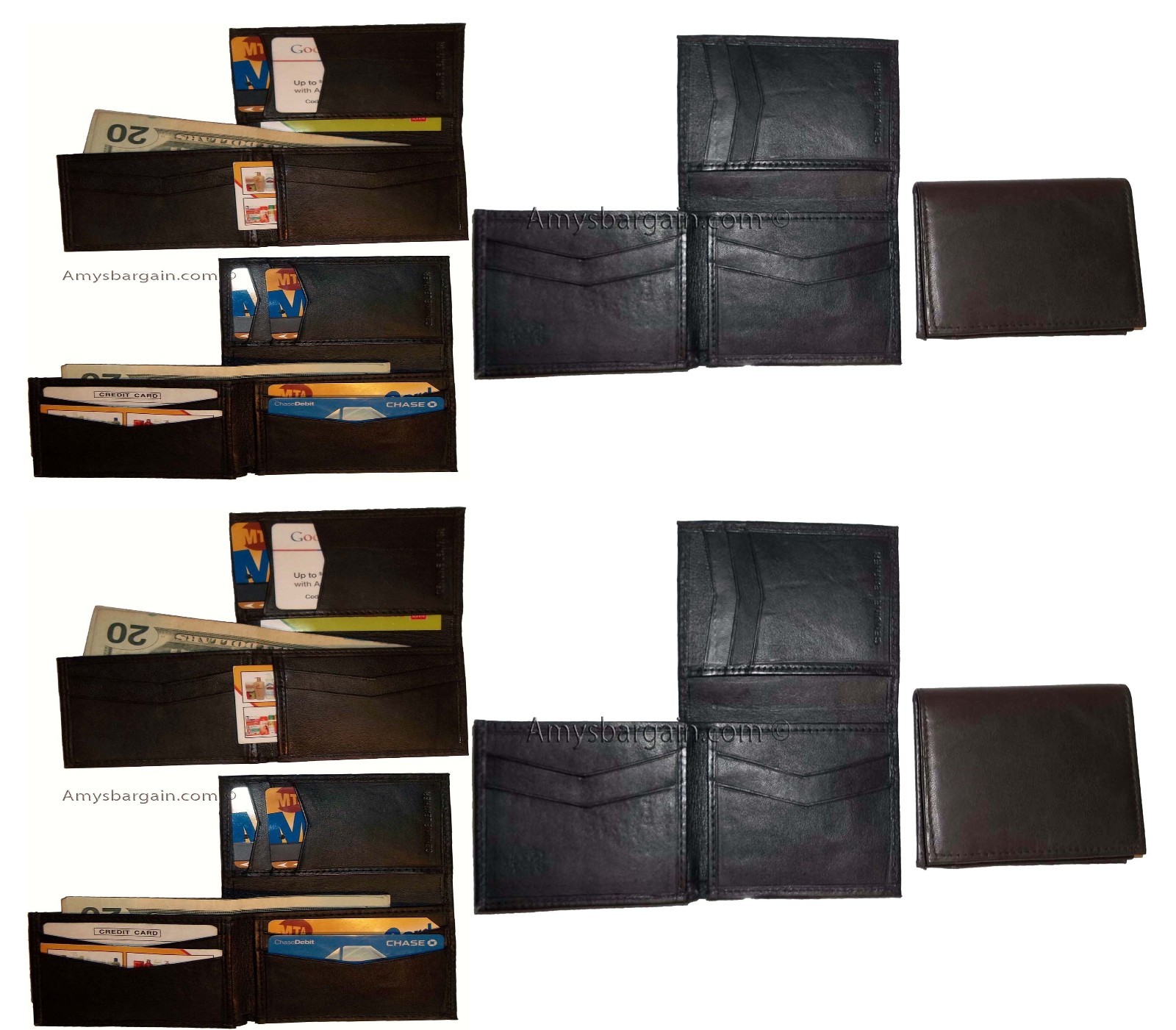 Lot of 8 Man's Wallet New Style Trifold Leather wallet ID 2 Bill slot New wallet