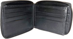 Man's Zip Around Leather wallet 12 credit card ID holder 2 Zip bi-folds bnwt - Image 6