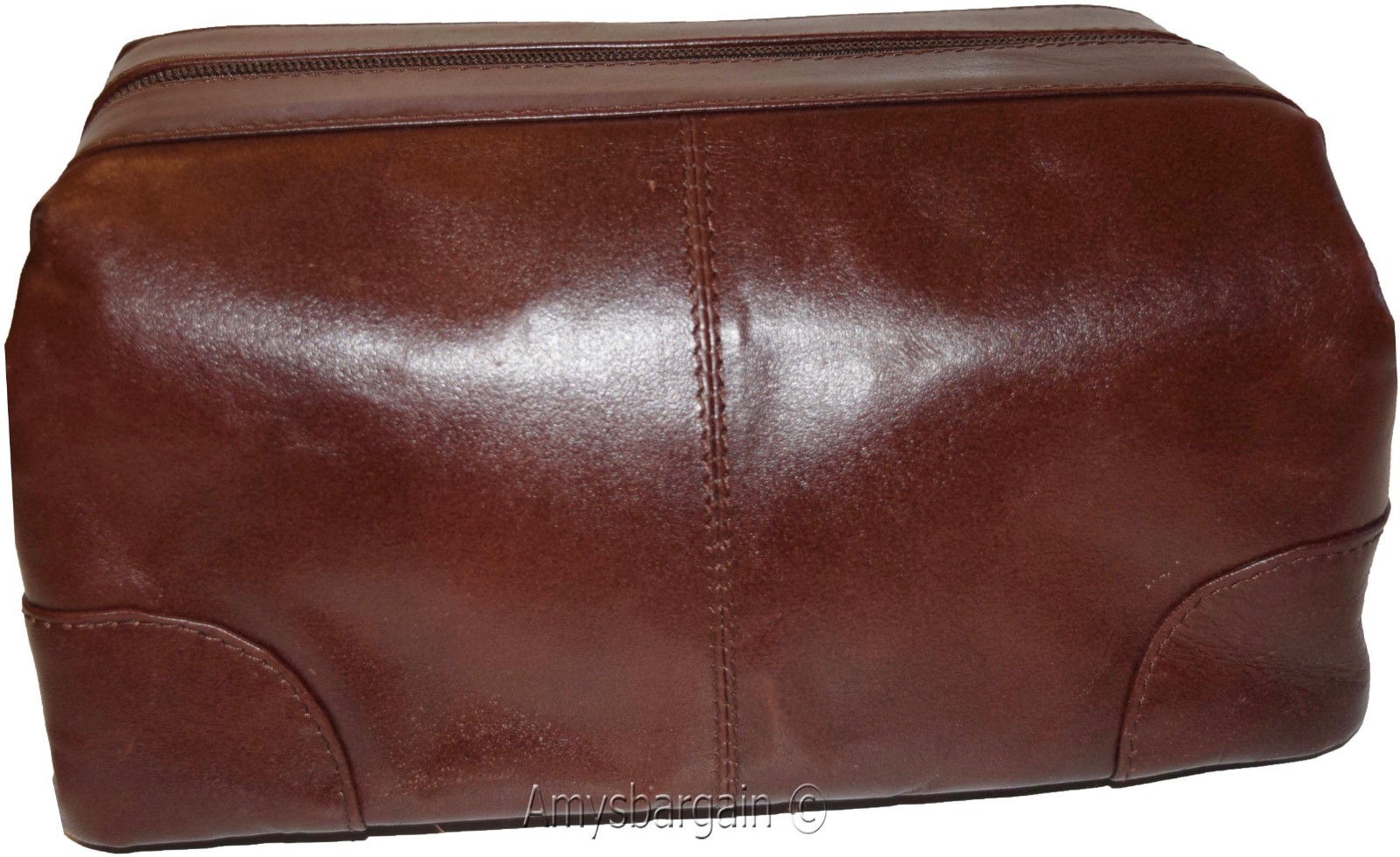 Man's grooming bag leather cosmetic make up case new leather toiletry case - Image 4