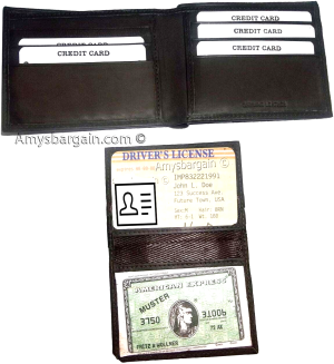 Man's wallet: Genuine Lambskin Leather wallet 2 bill pockets 1 ID 6 cards slots - Image 4
