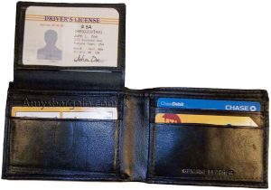 Man's wallet. skinny leather bi-fold wallet 6 bank card holder 2 bill space 1 ID - Image 9