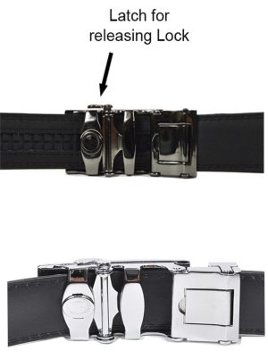 Men’s Belt Black Leather XL Automatic lock Dress / Casual belt adjustable belt - Image 4
