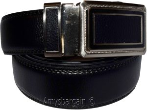 Men’s Belt Black Leather XL Automatic lock Dress / Casual belt adjustable belt - Image 9