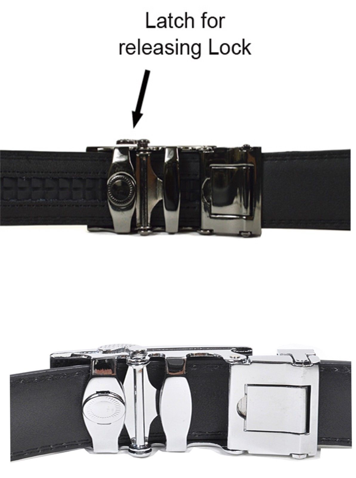 Men's Belt Up to 50” Leather Dress Belt Automtic Lock belt Quick lock belt New - Image 3