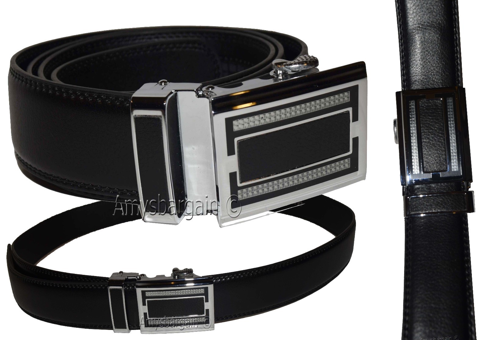 Men's Belt Up to 50” Leather Dress Belt Automtic Lock belt Quick lock belt New - Image 4