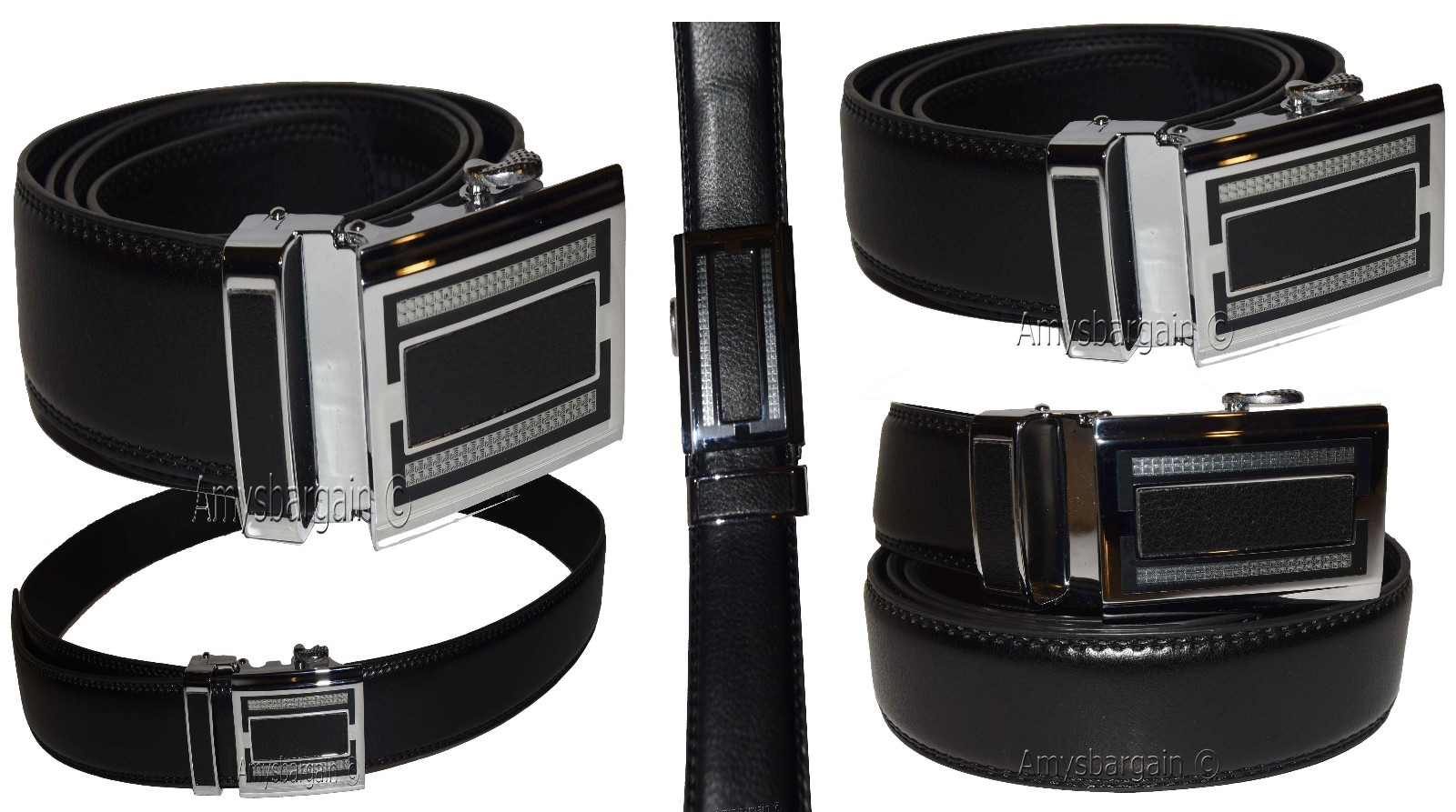 Men's Belt Up to 50” Leather Dress Belt Automtic Lock belt Quick lock belt New - Image 5