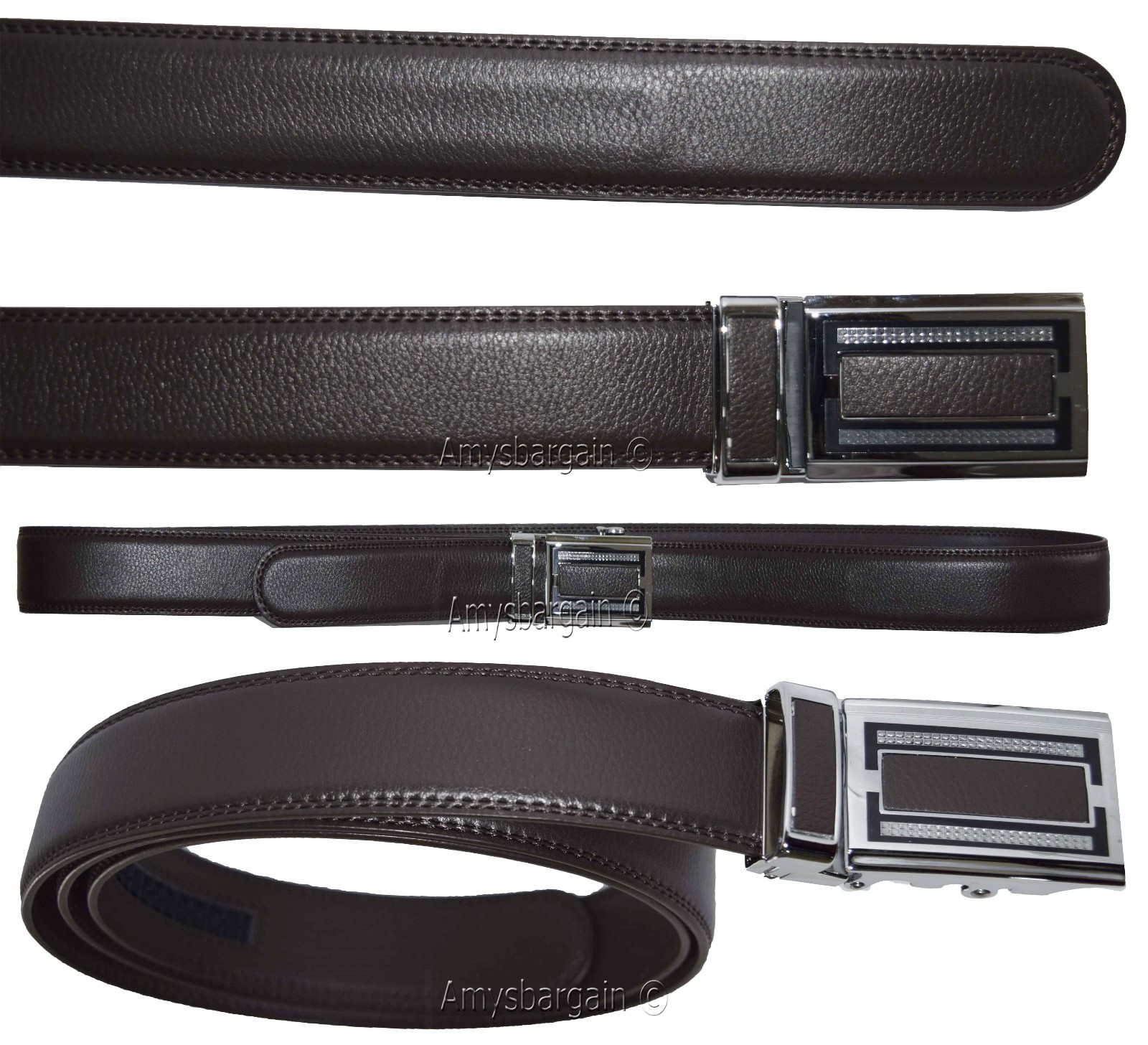 Men's Belt Up to 50” Leather Dress Belt Automtic Lock belt Quick lock belt New - Image 9