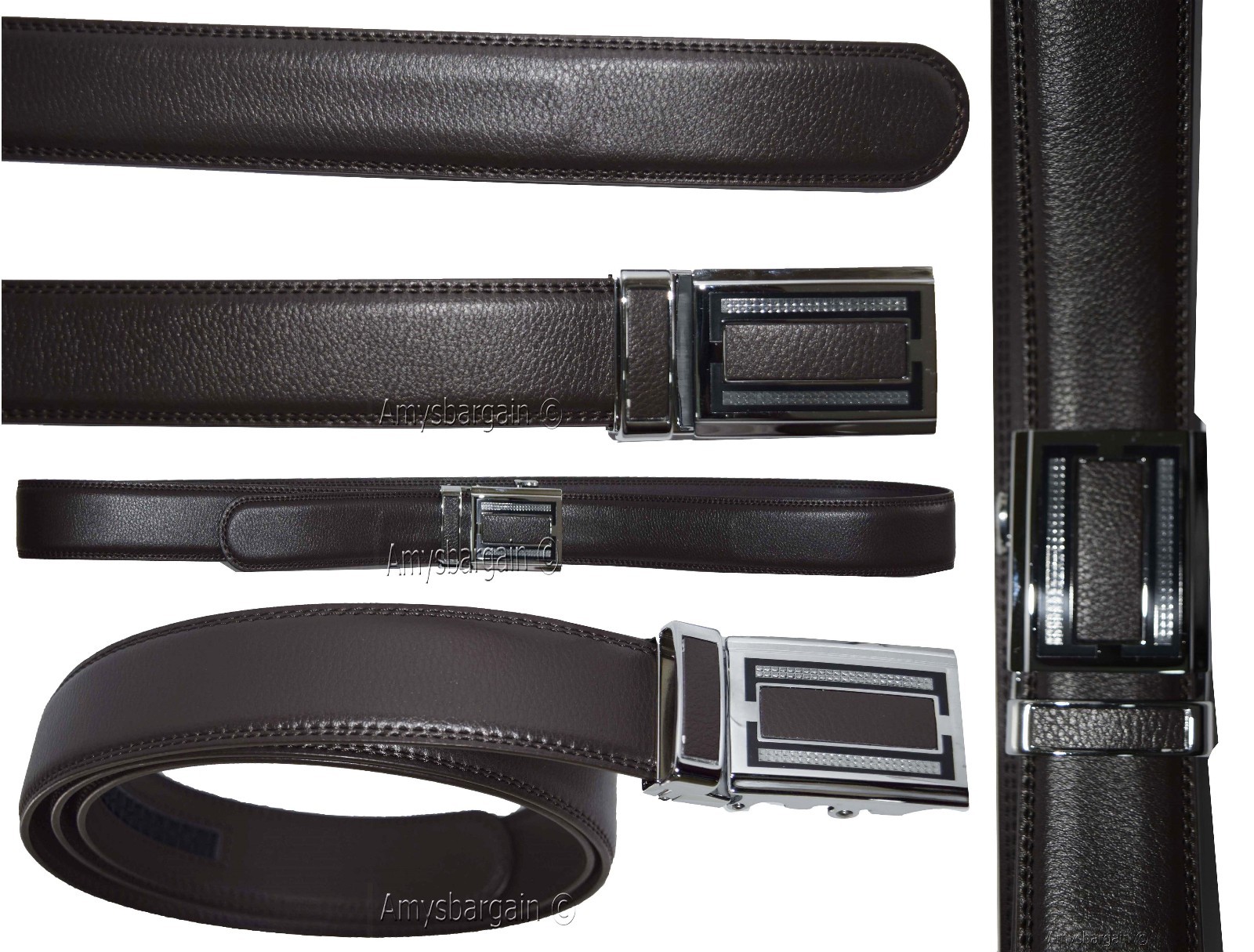 Men's Belt Up to 50” Leather Dress Belt Automtic Lock belt Quick lock belt New - Image 10