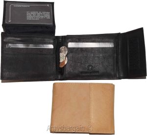 Men's Bifold Leather Wallet, Genuine Leather Billfold Men's Wallet, New Lot of 2