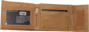 Men's Bifold Tan Wallet Genuine Leather Secure Billfold 6 card 2 ID Men's Wallet - Image 3