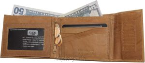 Men's Bifold Tan Wallet Genuine Leather Secure Billfold 6 card 2 ID Men's Wallet - Image 5