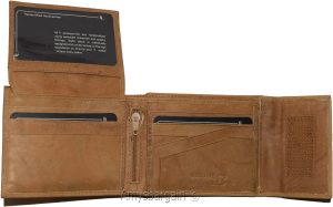 Men's Bifold Tan Wallet Genuine Leather Secure Billfold 6 card 2 ID Men's Wallet - Image 6
