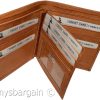 Men's Genuine Leather Bifold Wallet, Tan Center-piece Hipster Credit Card case