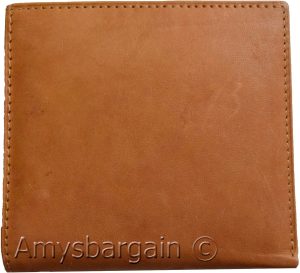 Men's Genuine Leather Bifold Wallet, Tan Center-piece Hipster Credit Card case - Image 5