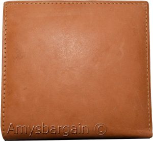 Men's Genuine Leather Bifold Wallet, Tan Center-piece Hipster Credit Card case - Image 6