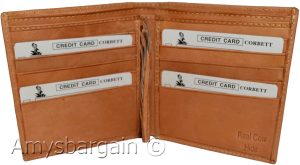 Men's Genuine Leather Bifold Wallet, Tan Center-piece Hipster Credit Card case - Image 10