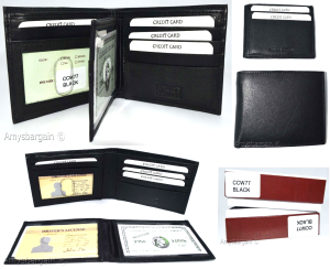 Men's RFID Black wallet 2-in-1 genune leather protect IDs credit cards in box.