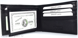 Men's RFID Black wallet 2-in-1 genune leather protect IDs credit cards in box. - Image 5