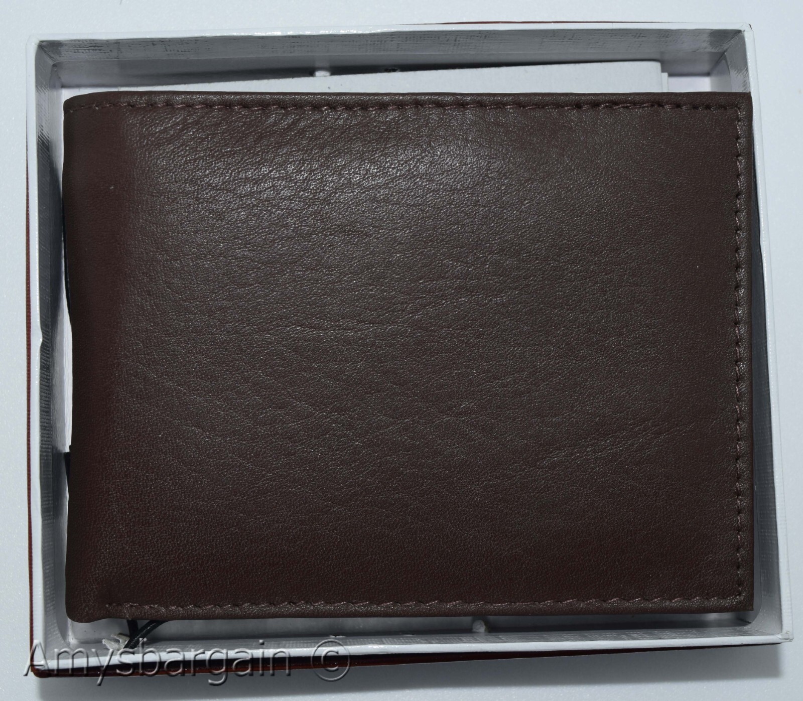 Men's RFID brown wallet bifold genuine leather protect IDs credit cards in box. - Image 6
