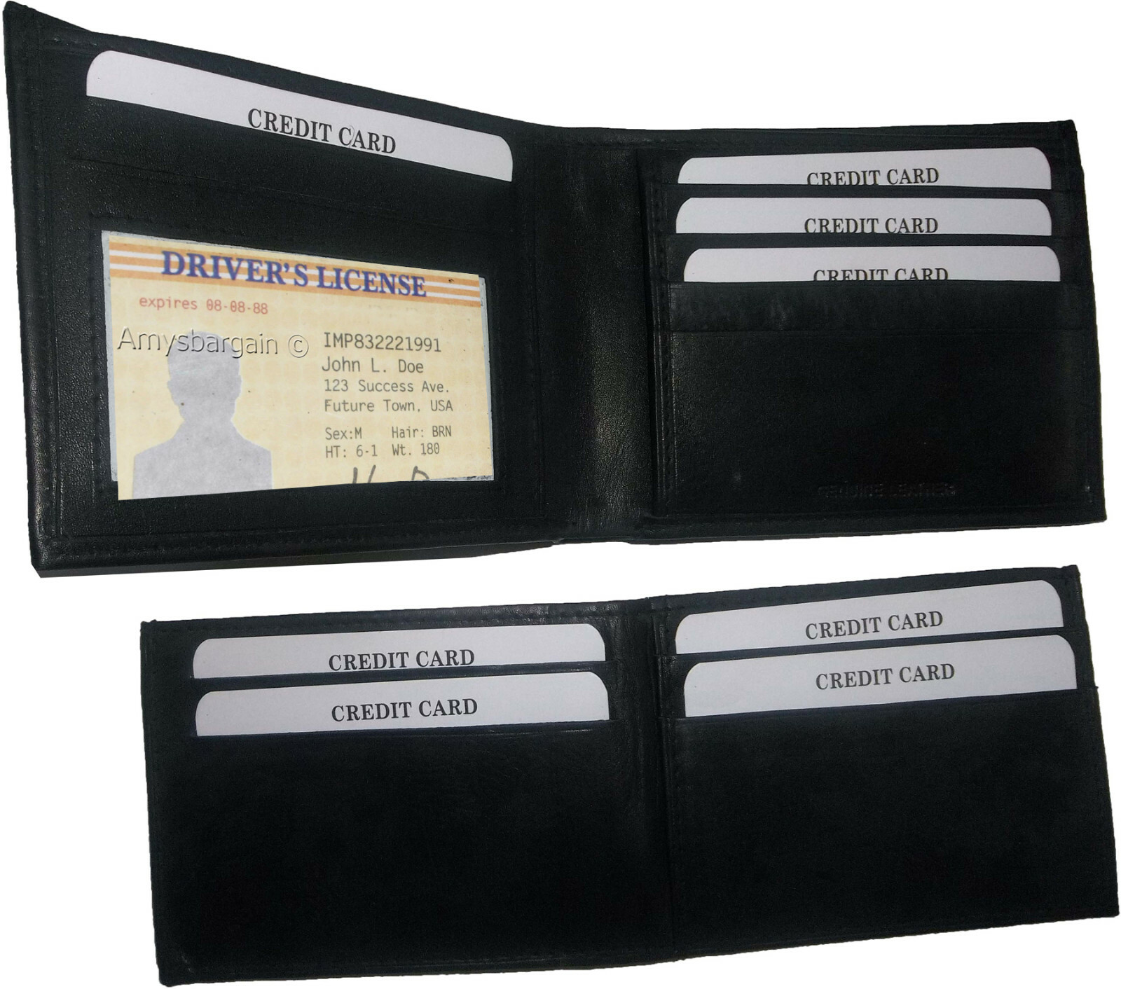 Men's wallet 2-in-1 Genuine Leather man's wallet 3 ID case 3 bill slot ID wallet - Image 11
