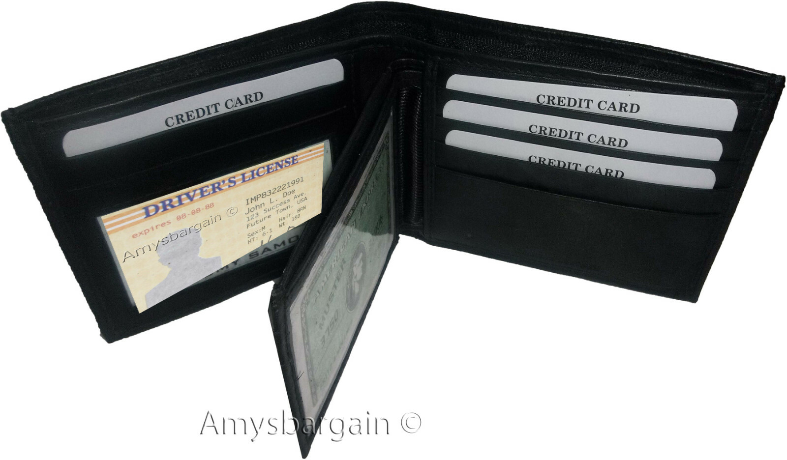 Men's wallet 2-in-1 Genuine Leather man's wallet 3 ID case 3 bill slot ID wallet - Image 12